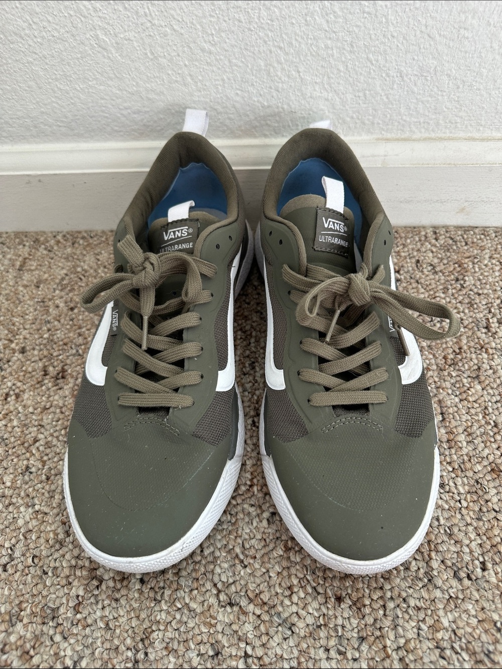 Vans Men’s Ultrarange Olive/White Low-Top Sneakers - Custom Shop Design - Picture 1 of 6